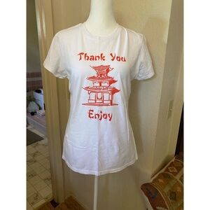 White Graphic Tee with Red Print (Chinese To-Go T-Shirt)